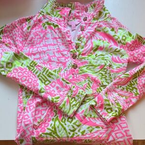 Lilly Pulitzer Pink and Green Button-Up Top